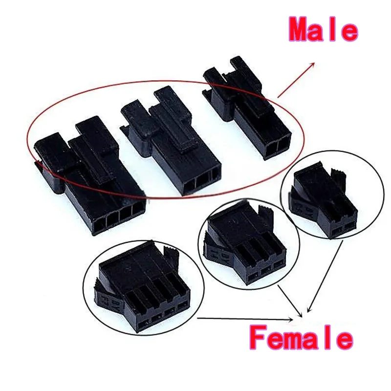50PCS SM Connector, 2.54mm Pitch (Male-Female Mating), Male Housing+ Female Housing + Terminal; Mating SM 2P/3P/4P/5P/6P,
