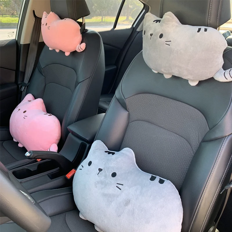 

Cartoon Cute Cat Four Seasons Universal Car Inteiror Ornament Car Waistpilow Neck Pillow Headrest Pillow