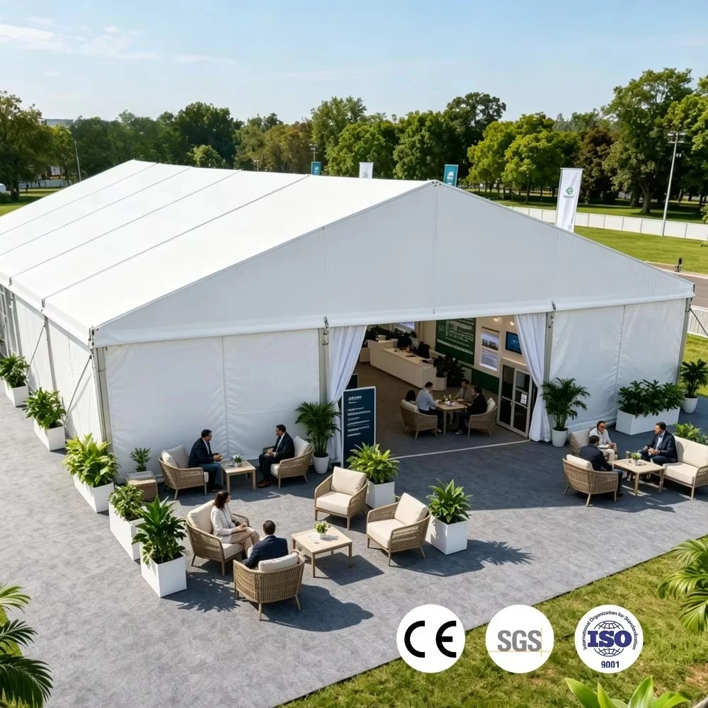 Custom Large Marquee Tent Luxury Aluminum Frame Waterproof Outdoor Wedding Event Party Exhibition Tent 6m 8m 10m Span Design