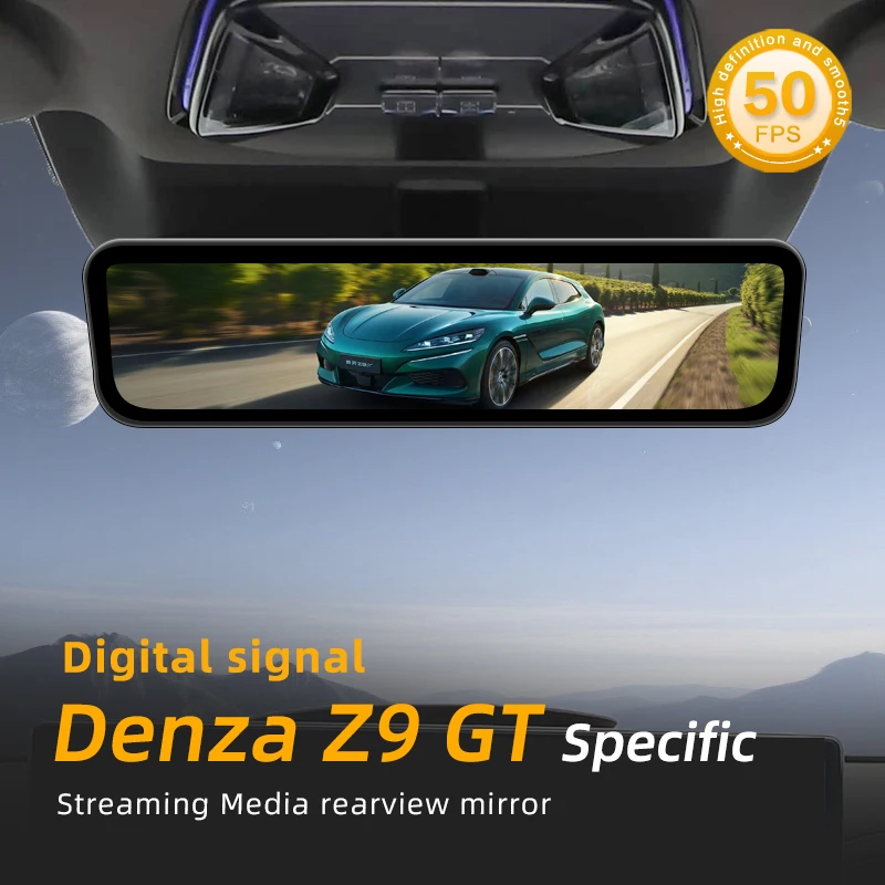 SINJET For Denza Z9GT Car Electronics Rearview 9.2 Inch Touch Screen Mirror HD Front and Back Dual Camera Night Vision Dash Cam