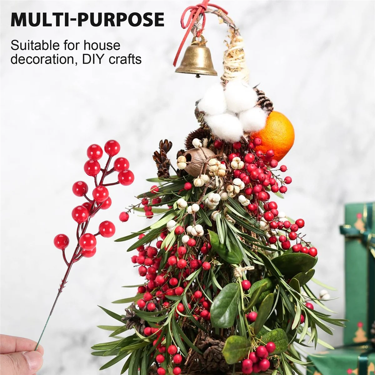 Red Berry Stems,24 Pack 7.9 Inch Artificial Christmas Berries Holly Picks Branch for Christmas Tree,DIY Wreath,Party