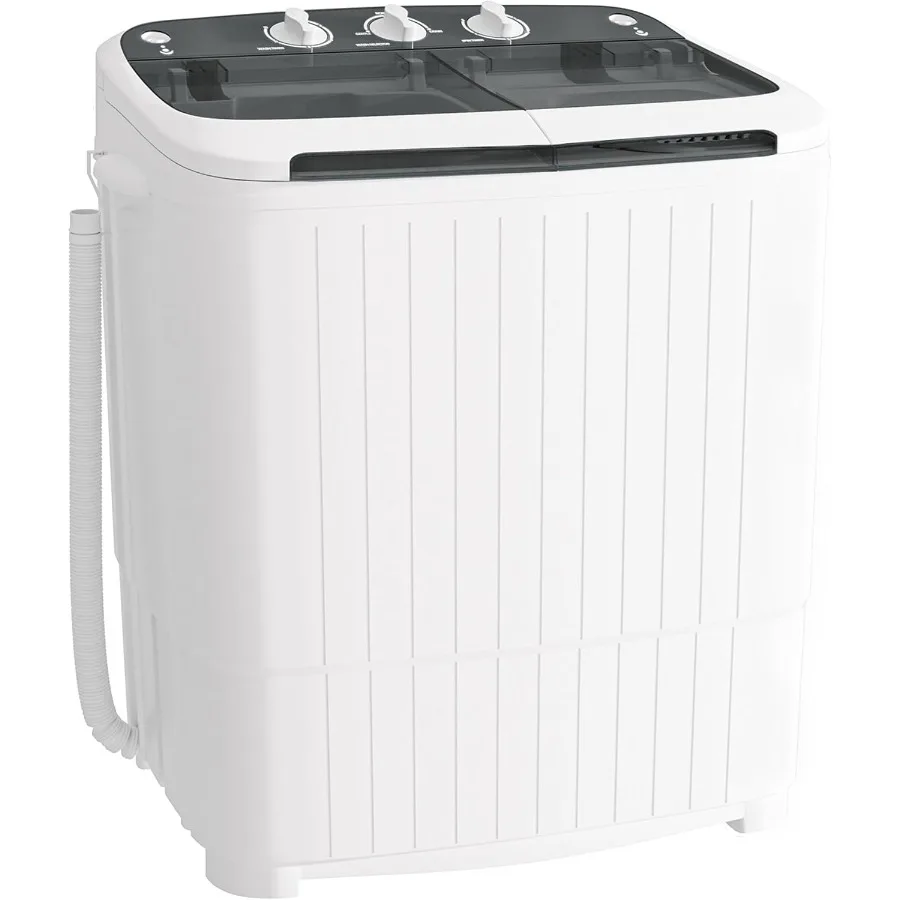 

Compact Portable Washing Machine 16 Lbs Semi-Automatic Twin Tub Combo with Drain Pump for Dorms Apartments RVs and Small Living