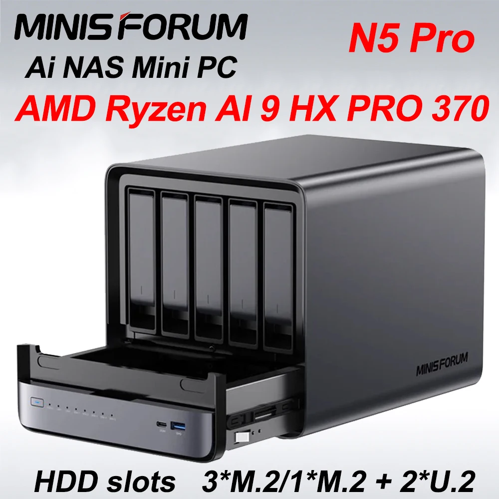 MINISFORUM N5 PRO NAS Mini PC AMD Ryzen AI 9 HX PRO 370 Support