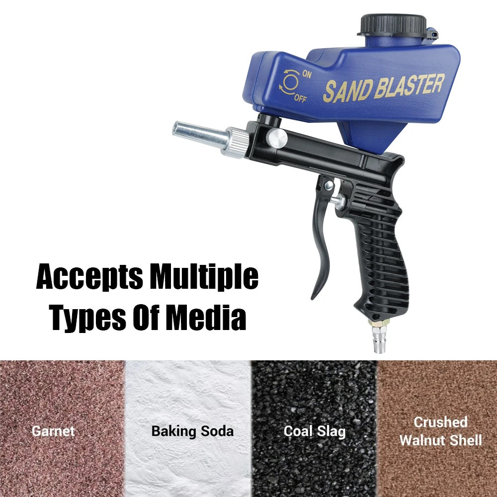 Conjunto de pistola de jateamento pneumático Jateamento Máquina ajustável Dispositivo de ferrugem Spray de gravidade Areia Poderoso Jet Pistol