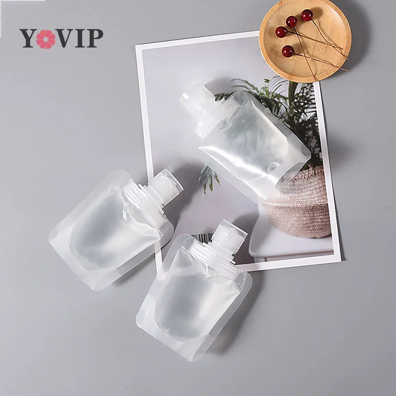 1PC Transparent Clamshell Packaging Bag Plastic Stand Up Spout Pouch Portable Travel Lotion Shampoo Fluid Makeup Packing Bag