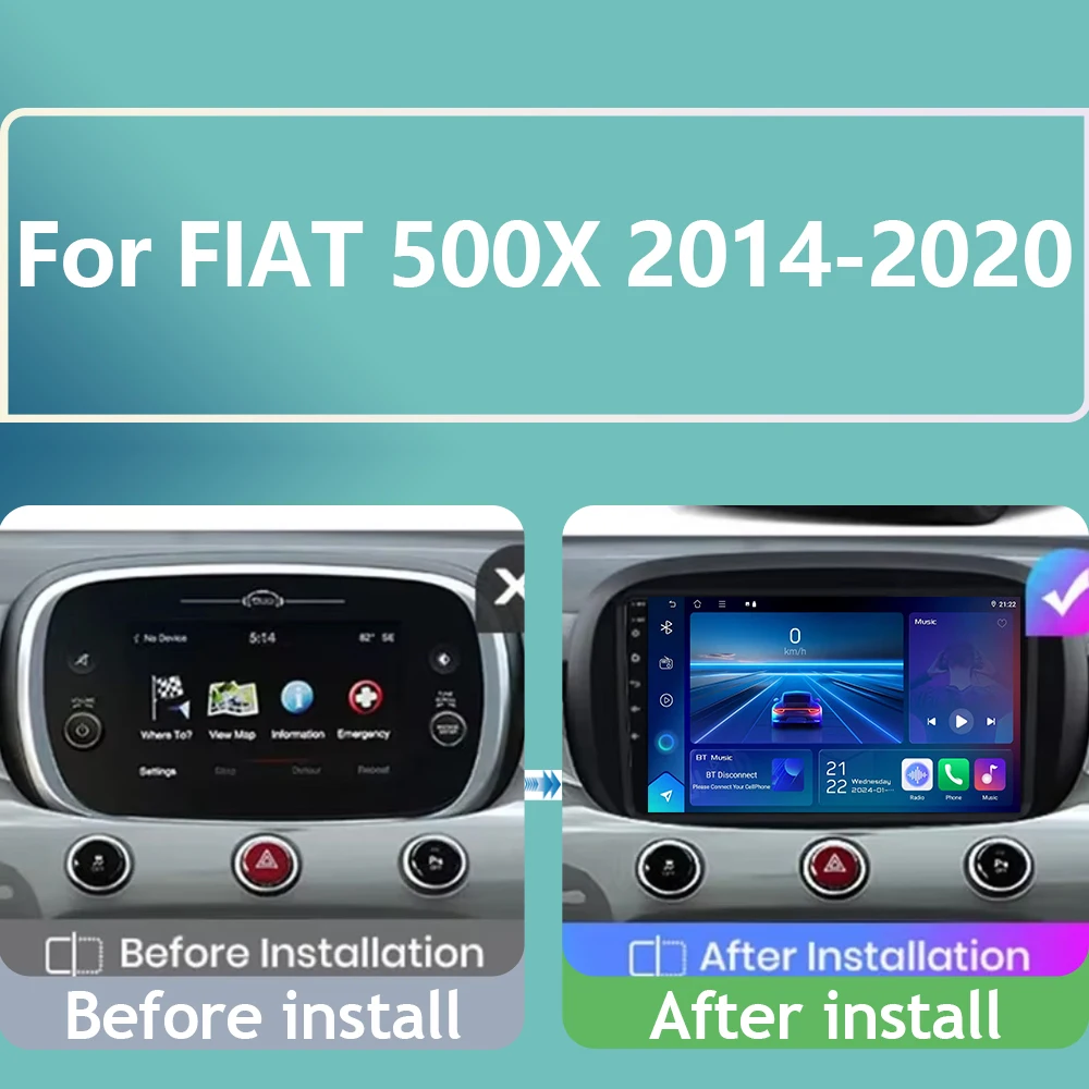 

Для Fiat 500X 2014-2020: Автомагнитола Android 16, мультимедийный плеер, GPS-навигация, Carplay, QLED
