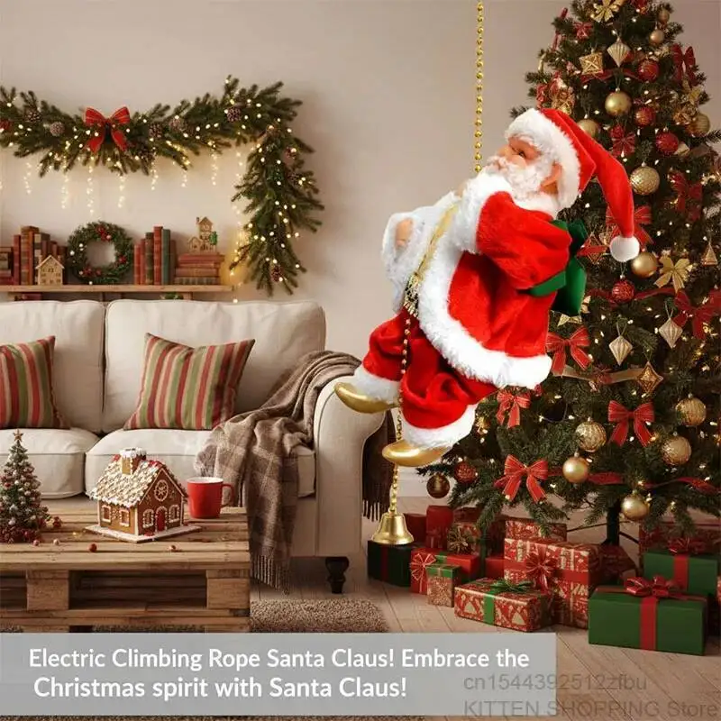 

Electric Climbing Rope, Music Claus Toy Home Tree Decor, Musical Santa Kids Christmas New Year Gift