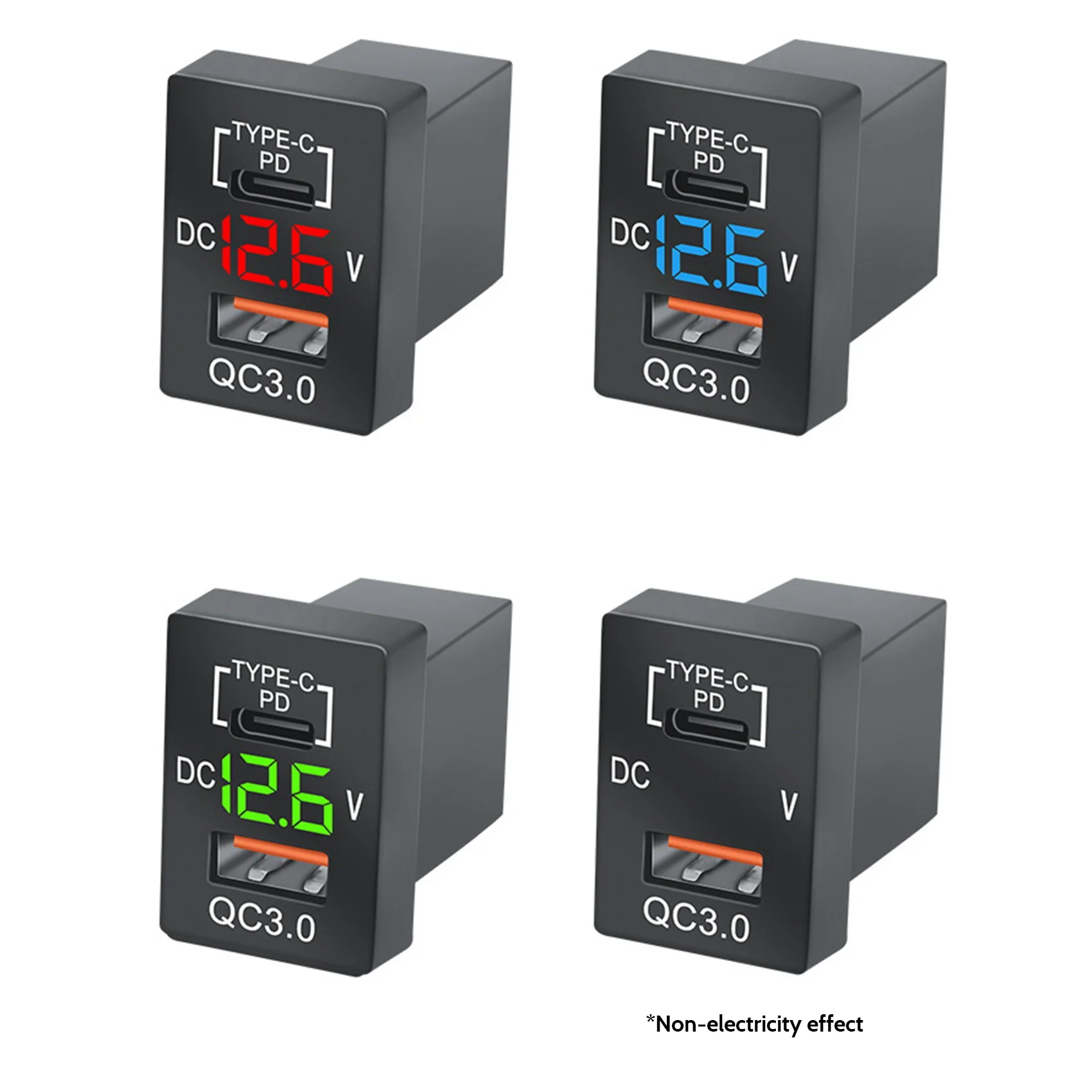 Leading-Edge-2X New QC3.0 USB Car Socket PD Type-C With LED Red Digital Voltmeter For New Toyota Quick C