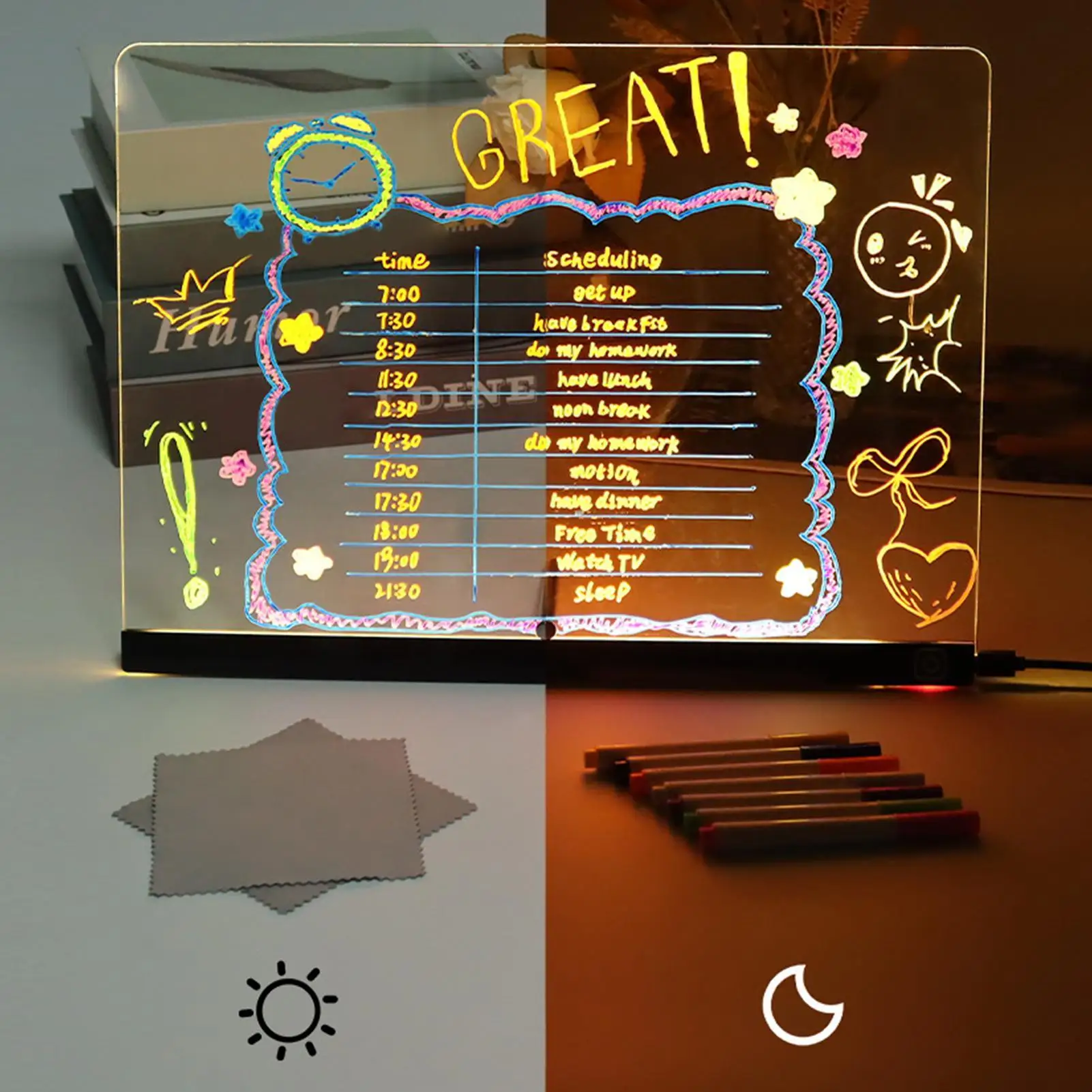 Light Up Boards To Write On Acrylic Led Message Boards Rewritable Acrylic Notepad Glow Memo Note For Home Crafts Games Practice