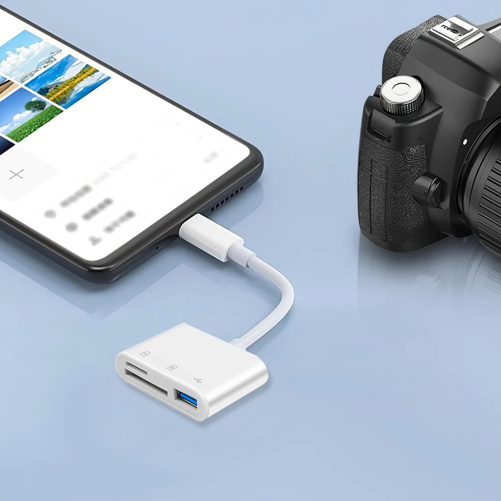 Lector de tarjetas tipo C a SD, Cable USB OTG, adaptador de lector de tarjetas Mini SD/TF, transferencia de datos para Macbook, teléfono móvil,