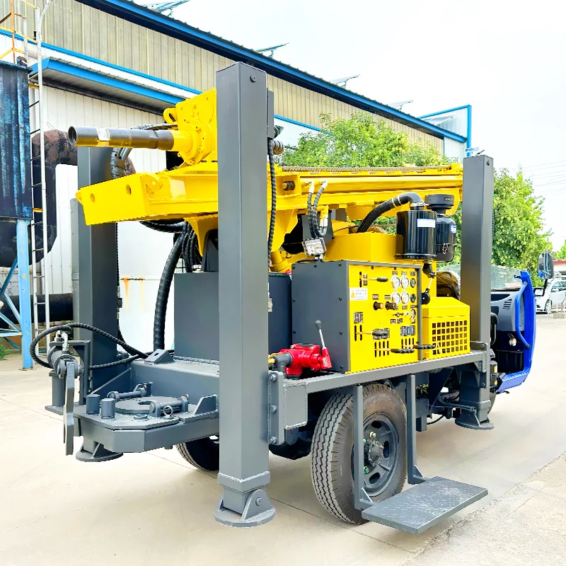 맞춤형 3륜 유압식 우물 굴착기 100m 200m 공압식 시추기 (디젤 엔진 코어 펌프 부품 포함)