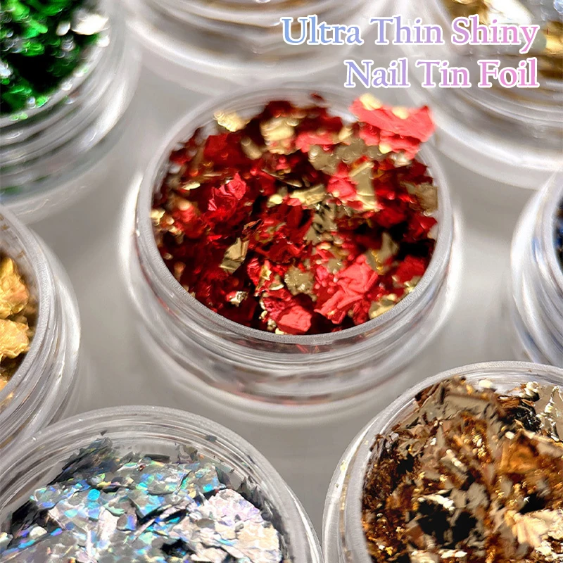 1 Box Women Gold Foil Fragment Nail Glitter Material For DIY Nails Sticker Art Nail Decorations Multi Color Gold Leaf Flakes