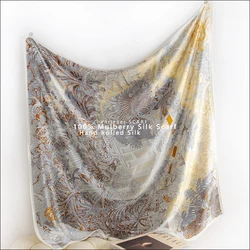 Faubourg Tropical Pure Mulberry Silk Scarf 110cm Herm Square Scarfs Designer Women Luxury Summer Shawl Head Neck Bandannas 110CM