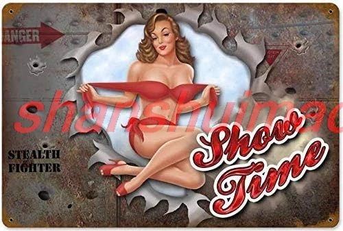 Vintage Pin Up Girl Military Aviation Nose Veteran Wwii Airplane Aluminium Metal Tin Sign 8x12 Inch Home Poster Bar Pub Dec sign