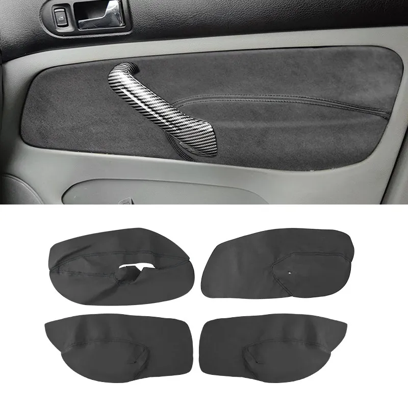 4pcs For VW Golf 4 MK4 Bora Jetta 1998 1999 2000 2001 - 2005 Only 4 Doors Car Armrest Panel Cover Suede Leather black line Trim