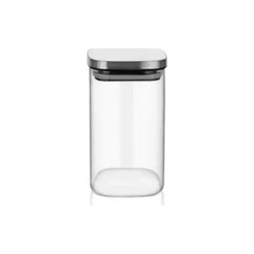 Homenıva Square 6'lı Metal Vacuum Lid Glass Jar 450 ml