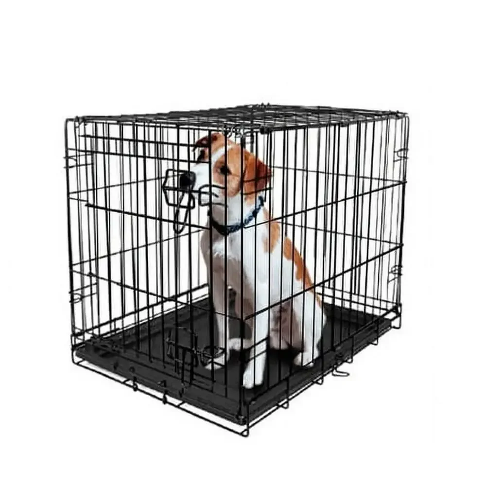 Single-Door Folding Dog Crate Divider Dogs up to 25 lbs Heavy-Gauge Steel Frame House Training Folds Flat Removable Tray Easy