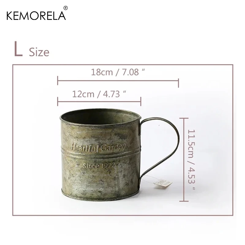 Retro Iron Handle Cup Metal Vintage English Printing Wrought Iron Food Fruit Cup Flower Pot Home Decor Gourmet Photography Props