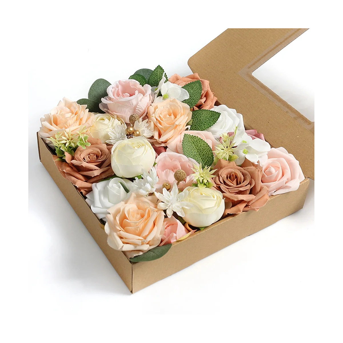 ネックレス付きグラデーションカラーフラワーリーフ、コンボボックスセット、DIYウェディングパーティー、ホームデコレーション