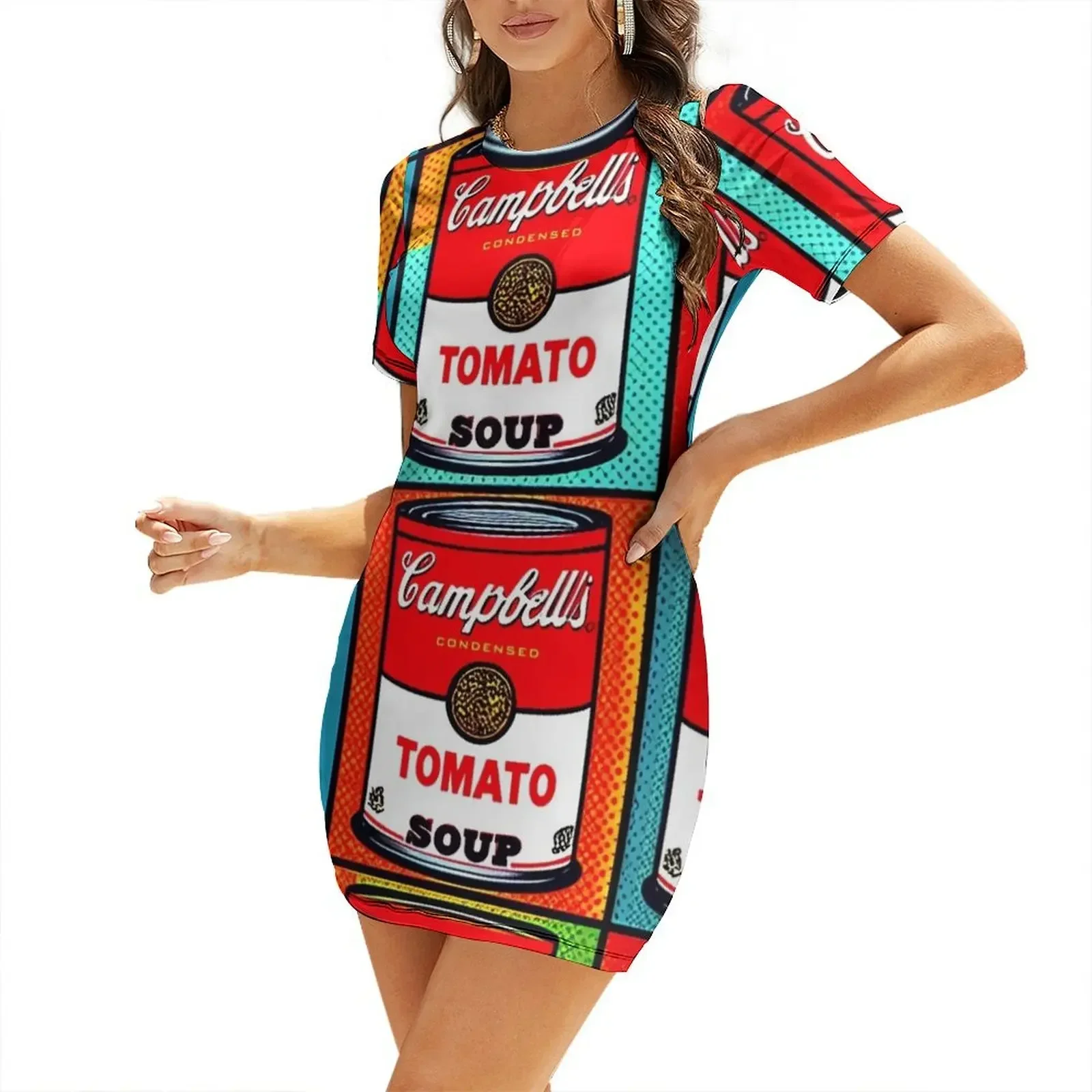

Campbell's Tomato Soup Pop Art Short-Sleeved Dress dresses women summer 2026 Woman dresses Woman's evening dress Casual dresses