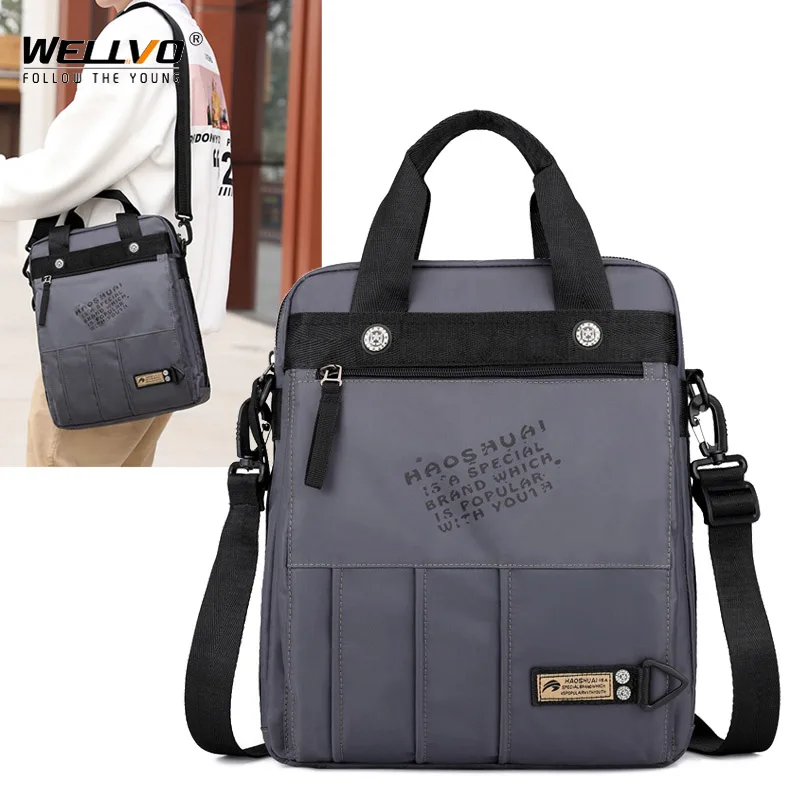 

Men Business Handbag Multifunctional Shoulder Messenger Bag Large Office Waterproof Nylon Satchel Male Crossbody Flap XA117Z