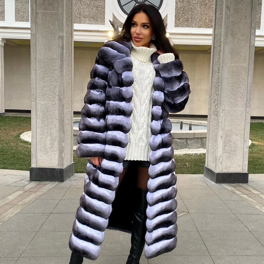 

Women Winter Clothes Real Rabbit Fur Coat Mid-Length Natural Rex Rabbit Fur Jacket 2024 Fashion Luxury New Arrivals