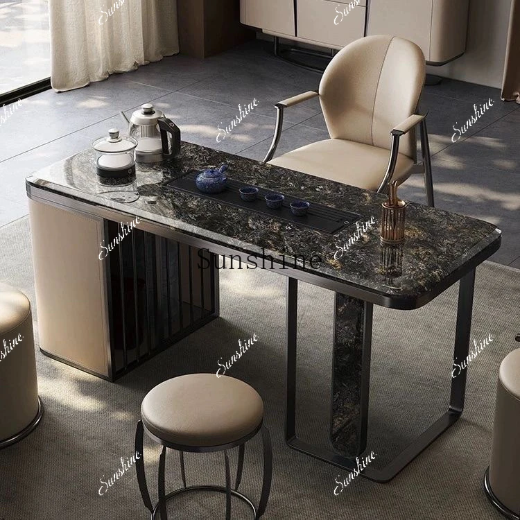 Light luxury natural marble tea table modern high-end home balcony tea table and chair combination  FT