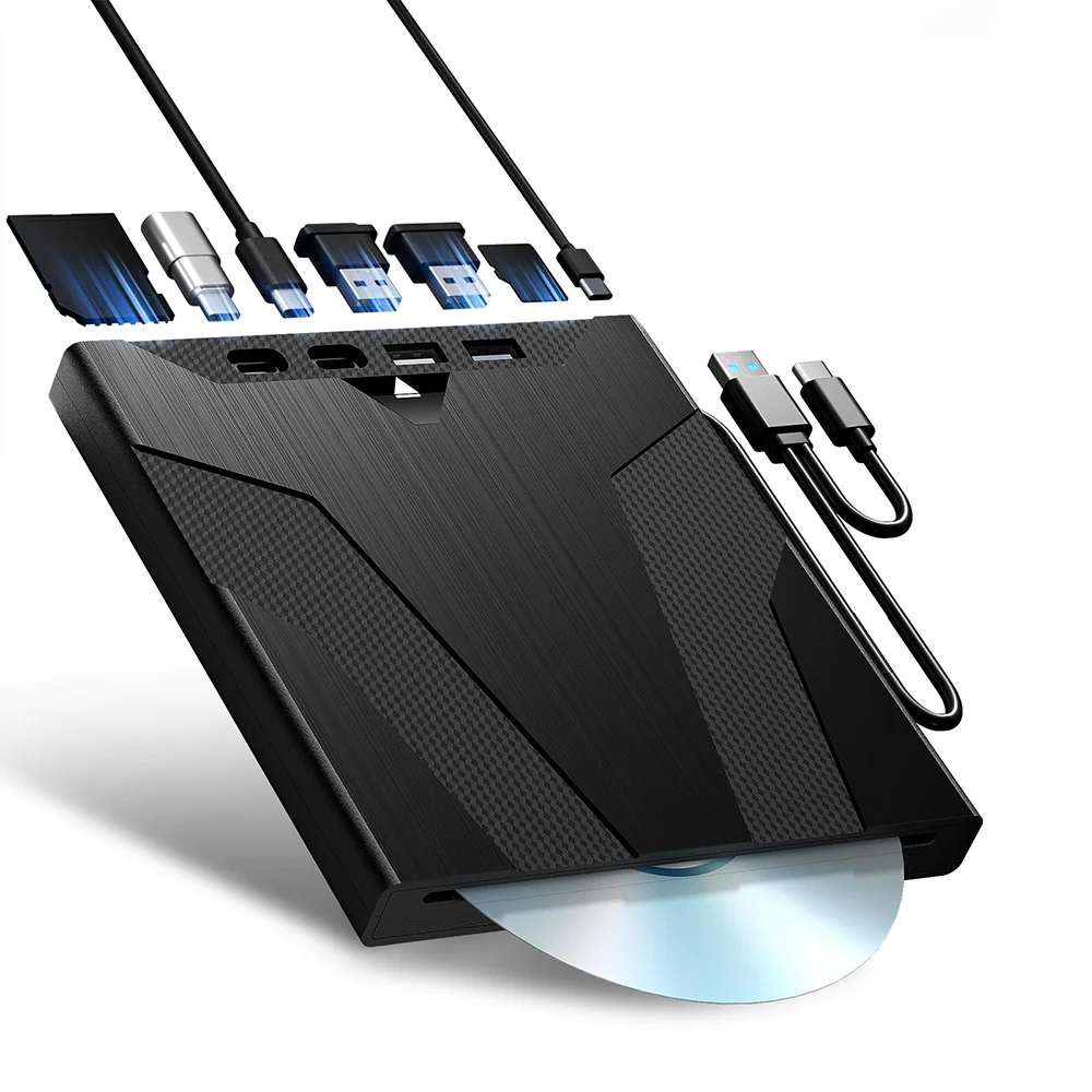 hit productWholesale Slot-loading External Blu Ray Writer Blu-ray Burner 7-in-1 Hub USB Type-C SD TF BD-RE Reader Writer for Lap