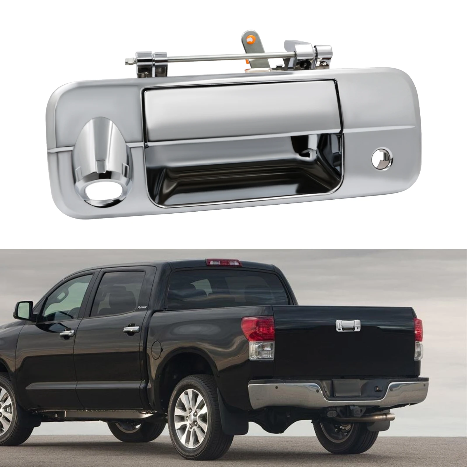 

Хромированная ручка для задней двери, отверстие для камеры для Toyota Tundra 2007-2013, Наружная ручка для подъема двери, ручка с защелкой для задней двери 690900C051