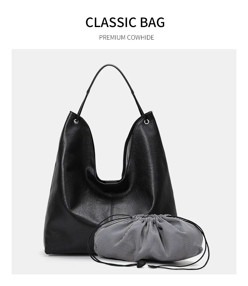 Aidanni 2026 Neue Echtleder-Tragetasche für Damen, Geräumige Unterarmtasche, Schwarze Schulter- und Handtasche, Muttertasche – Detail 5
