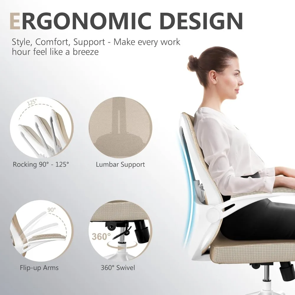 كرسي مكتب تنفيذي، كرسي مكتب منزلي مريح، كرسي ألعاب متوسط الظهر مع عجلات، ارتفاع قابل للتعديل، دعم قطني، #4
