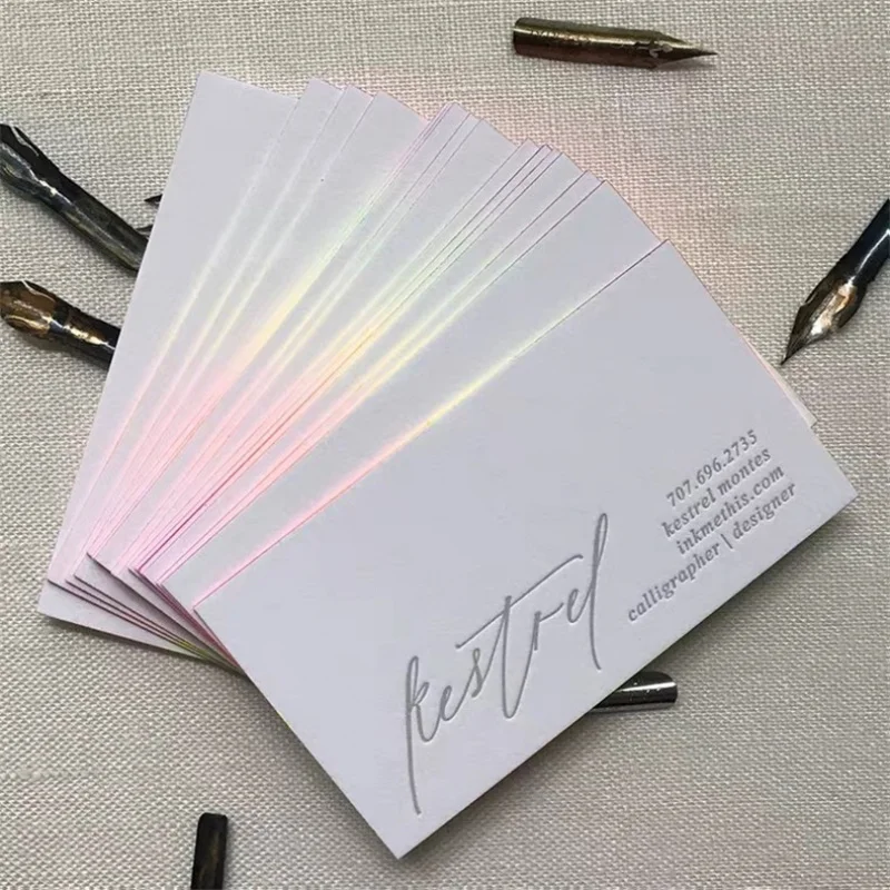 

Customized Gilt Cotton card thank you card special paper business card stamping letterpress gravure business quality production