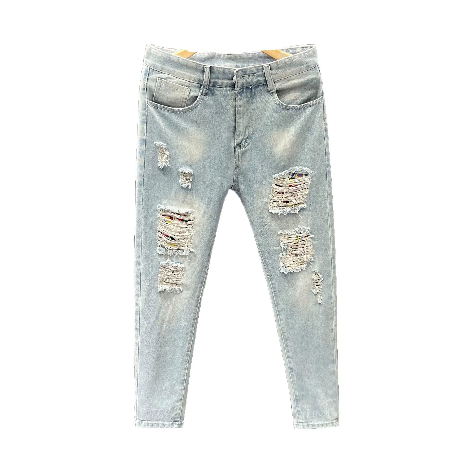 New Luxury Brand Men\'s Jeans Korean Fashion Casual Spring Autumn Ripped Denim Jeans Pencil Pants Streetwear Pants Classic Jeans