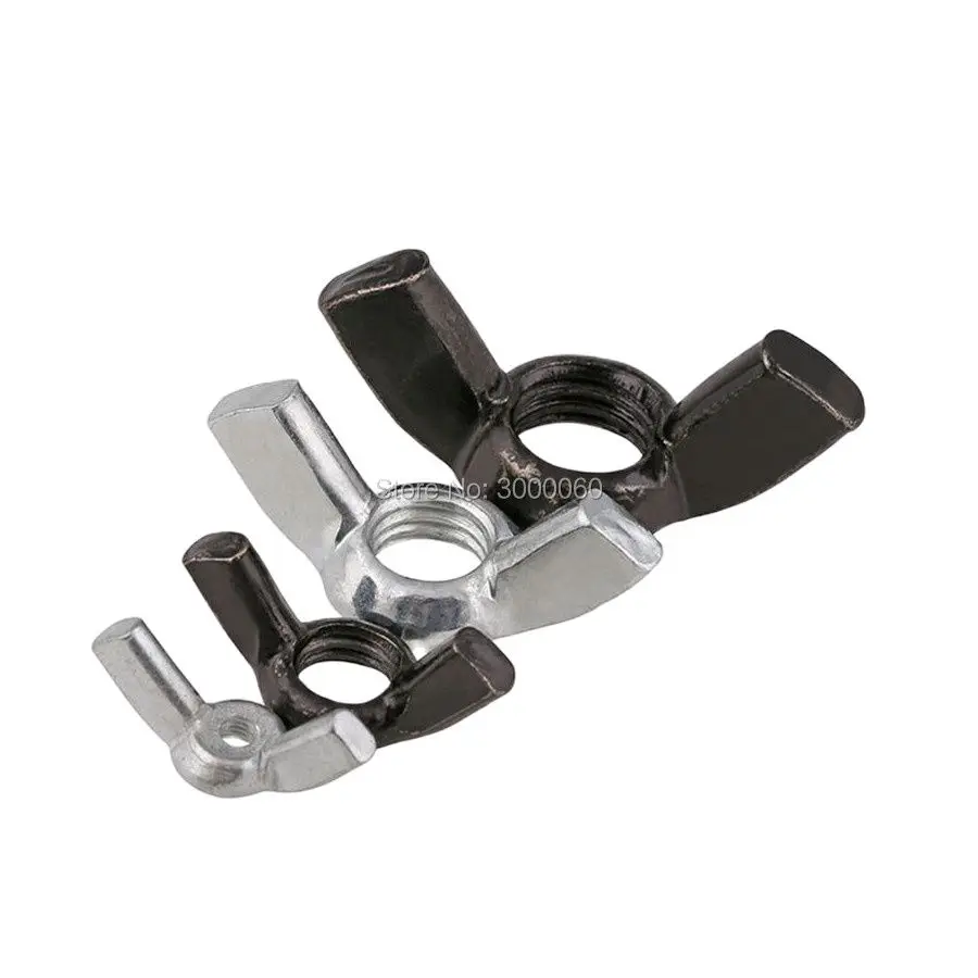 

30pcs/Lot M8 M10 M12 DIN315 White & Black Zinc Plated Carbon Steel Hand Twist Butterfly Wing Nuts - Assorted Pack