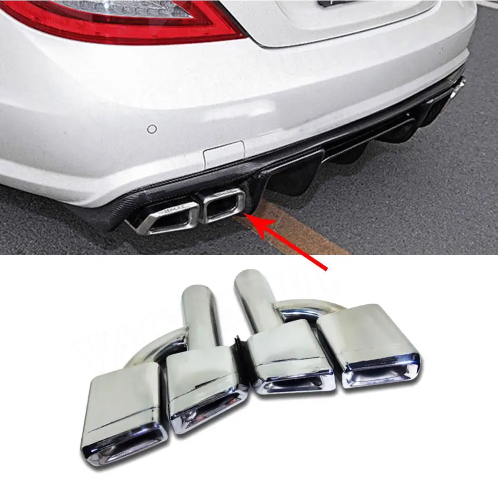 

VACOMUL Stainless Steel Rear Bumper Exhaust Tips Muffler Decoration Four Outlet Pipe Tips for Mercedes Benz C E CLS