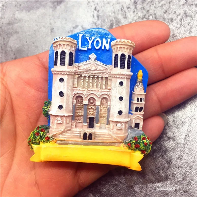 

Lyon France 3D Hand-painted Refrigerator Magnetic Sticker Tourist Souvenir Decorative Resin Fridge Magnet Craft