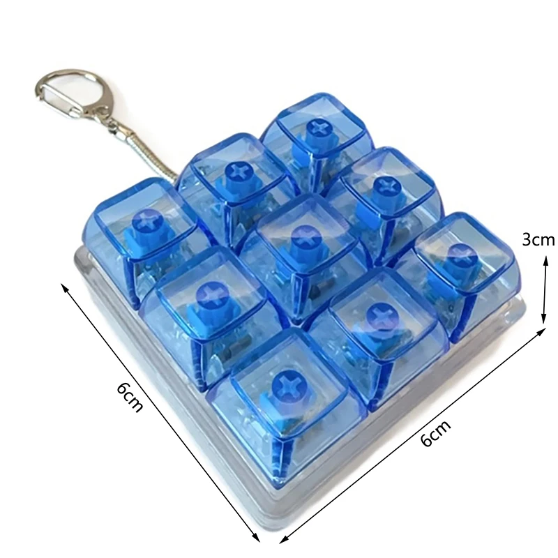 9 Keys Keyboard Keycaps Keychain Fidget Toy Anti-Anxiety Point Keycaps Party Stress Relief DIY Keycaps Toy Keyboard Caps