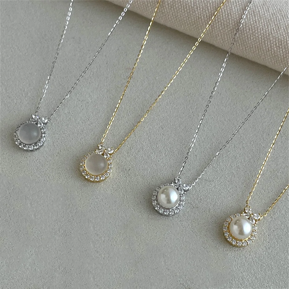 

Корейское классическое универсальное ожерелье, большой круг из стерлингового серебра S925, инкрустированный бриллиантом, высококачественный аксессуар с элегантной текстурой ​