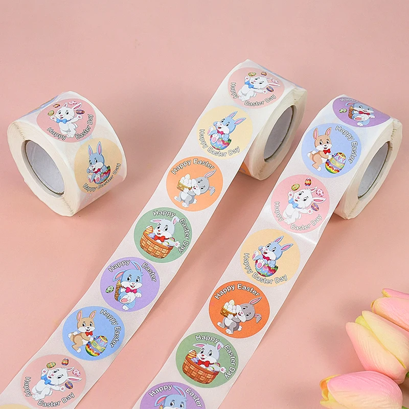 

Happy Easter Bunny Sticker Cute Rabbit Egg Sticker Gift Self Adhesive Sealing Label Package Easter Party Scrapbooking Decoration