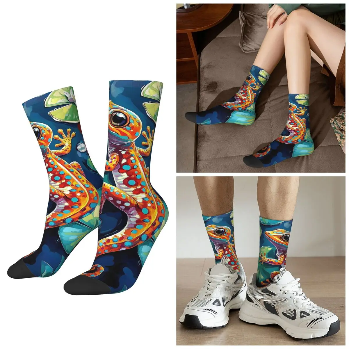 

All Seasons Colorful Salamander Socks Harajuku Crew Socks Hip Hop Stockings for Men Women Christmas Gifts