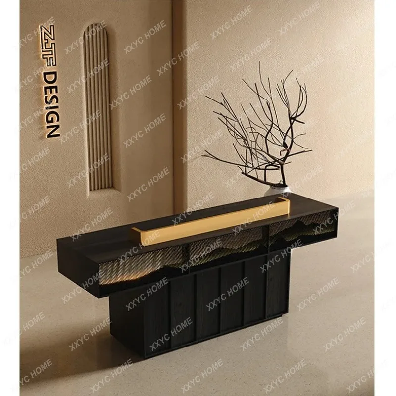 XXBlack light luxury checkout page counter simple modern new Chinese company reception desk bar