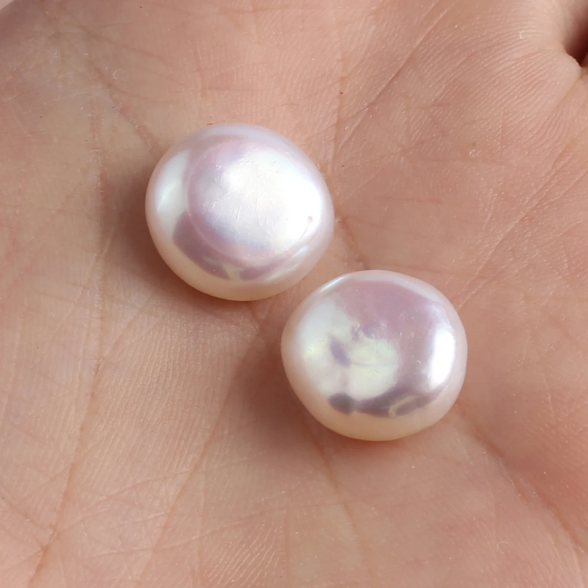 2PCS Natural Freshwater Pearl Round Button Shaped Perforated Beads Jewelry Making DIY Necklace Ring Bracelet Accessories Gift