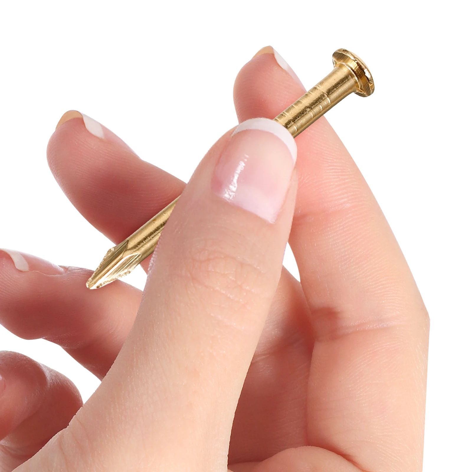 

100pcs Round Short Brass Nails for Furniture Fringe Skirting Board Durable Decorative Hardware Carpenter Project