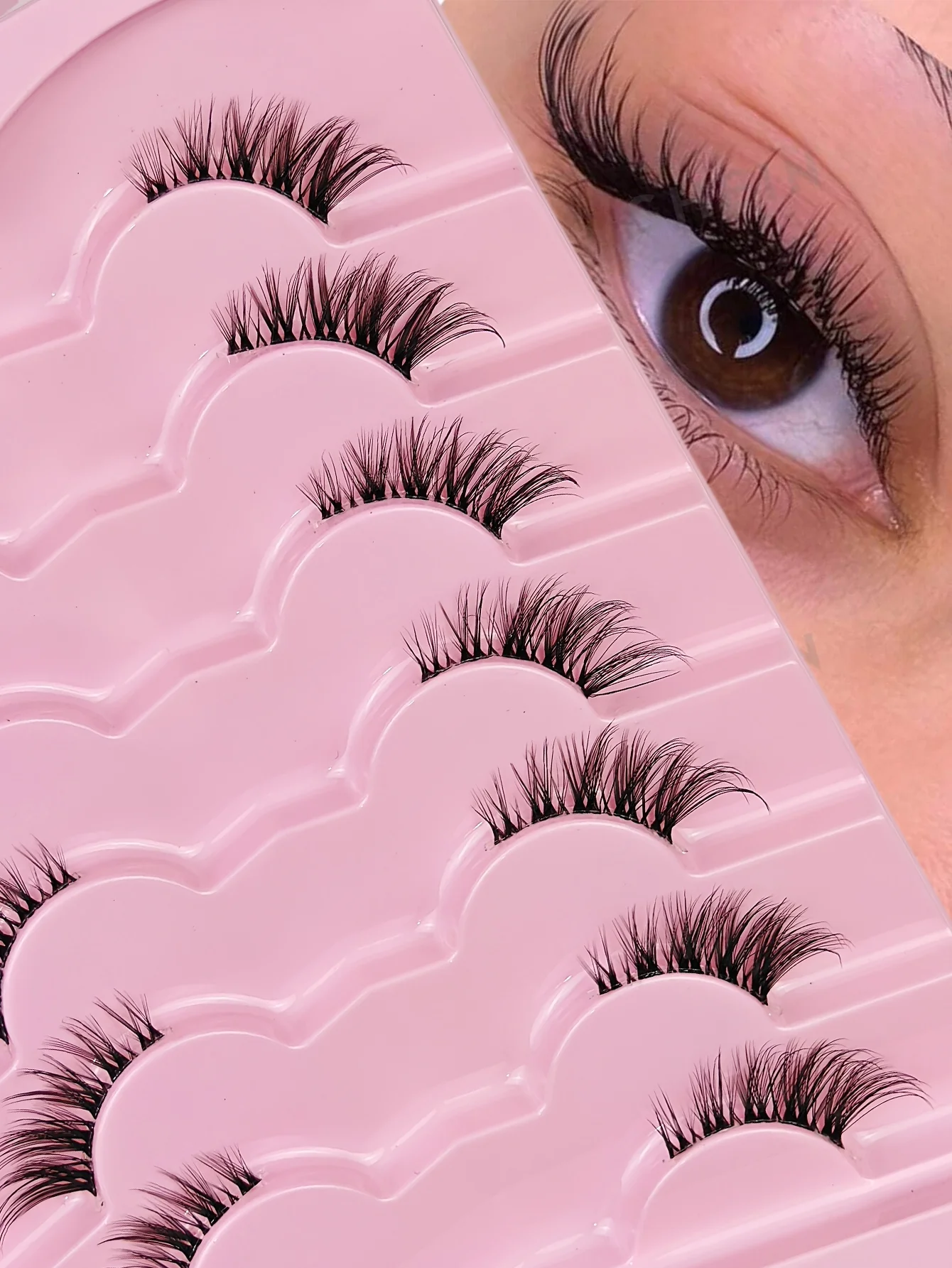 7 paar halve wimpers met doorzichtige band Cat Eye staart langwerpige wimpers natuurlijke look piekerige faux nertsenwimpers pluizig zacht valse eyela