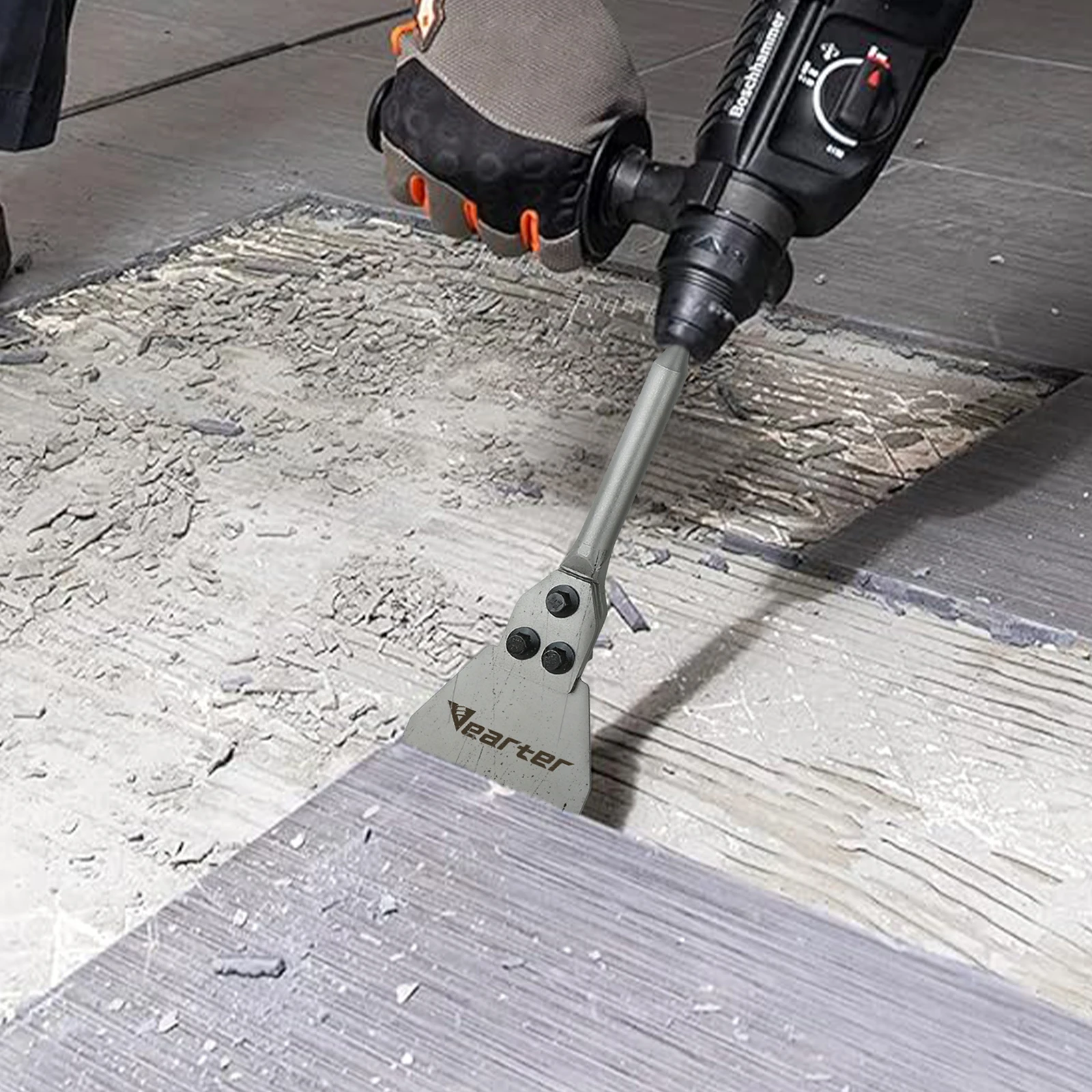 Vearter 75x300Mm SDS PLUS 3 Inci Palu Elektrik Pengikis Lantai Mata Bor Pisau Pahat Dapat Diganti untuk Penghilang Beton Bata Ubin
