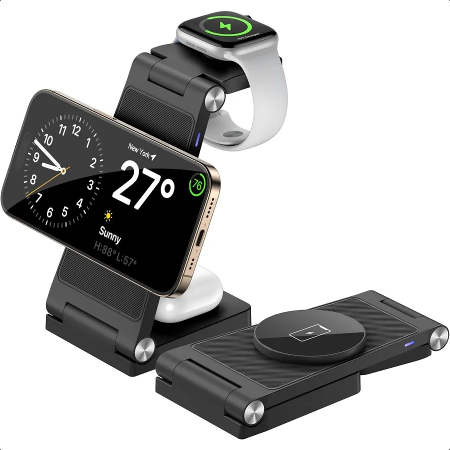 

Magnetic Wirel Charger Stand 3 in 1 Foldable Wirel Charging Station Travel Charger for Multiple Devices for iPhone 16 15 14 13