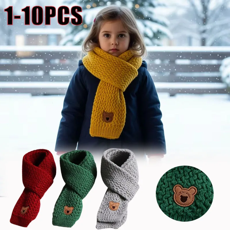 1-10PCS Winter Warm Baby Toddler Fleece Lined Windproof Neck Scarf Warmer Christmas Cute Korean Style Kids Unisex Gift