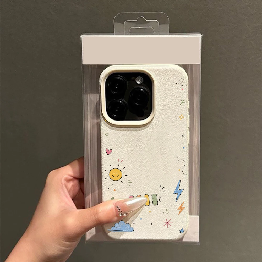 Phone Case Sun Lightning Border Cute Scratch Resistant Matte Flexible Protective for iPhone 16 14 12 13 17 Plus Pro Air Max