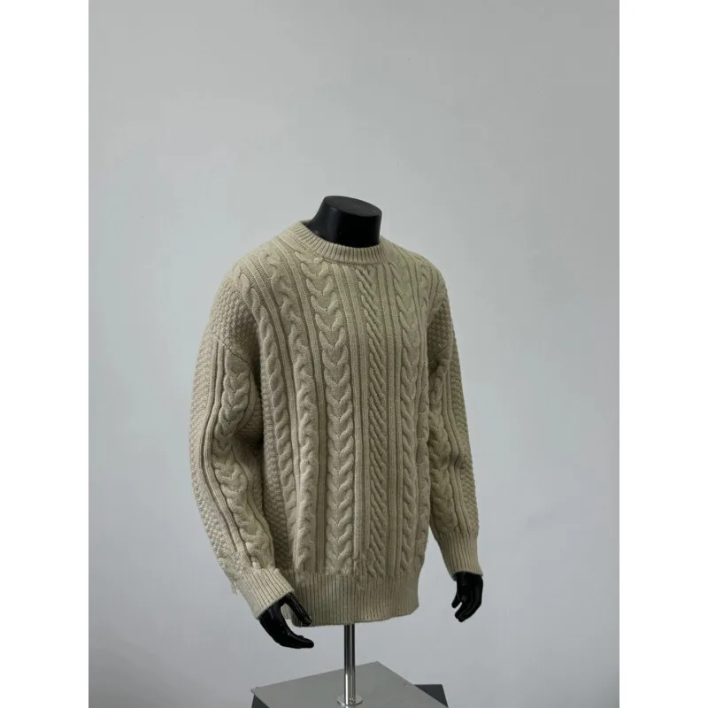 [oimg] American Artistic Round Neck Pullover With Lazy Style And Loose Fitting Couple's Knit Sweater My26