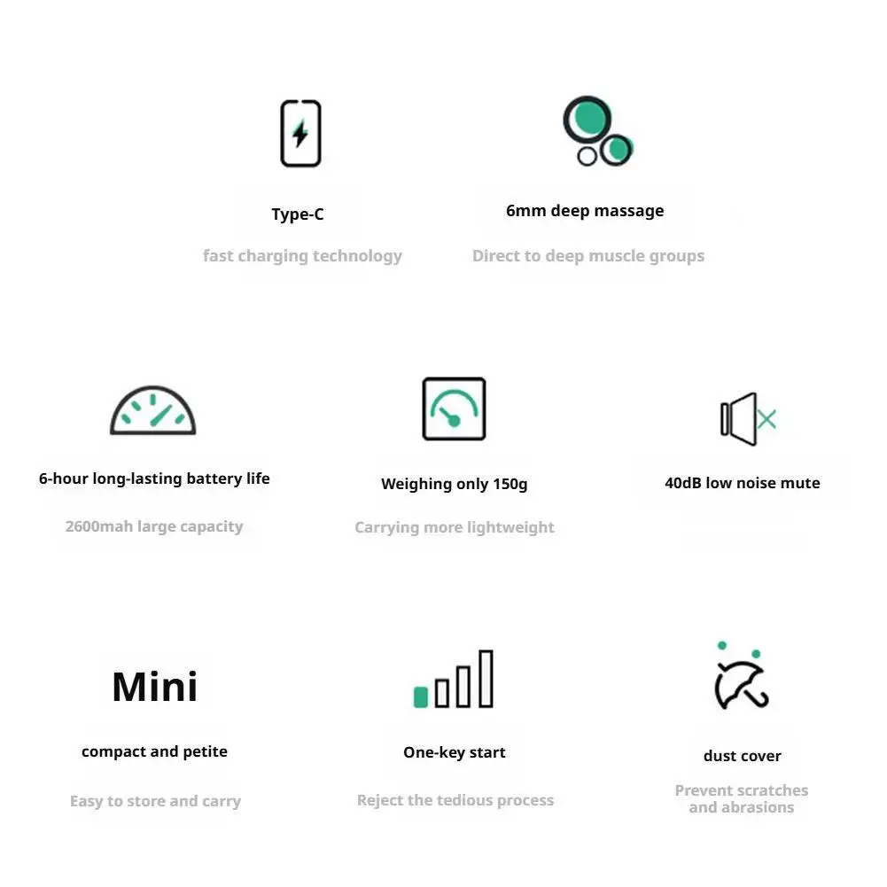 جديد مريح فآسيا صغير بندقية USB شحن العضلات الاسترخاء عالية التردد الاهتزاز اللياقة البدنية مدلك